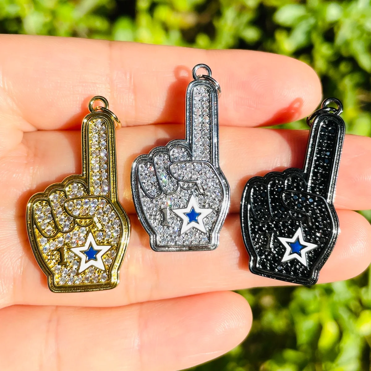 5pcs Micro Pave #1 Fan American Football Charms Gold-Plate Pendant for Women Bracelet Necklace Making Jewelry Findings Wholesale
5pcs Micro Pave #1 Fan American Football Charms Gold-Plate Pendant for Women Bracelet Necklace Making Jewelry Findings Wholesale