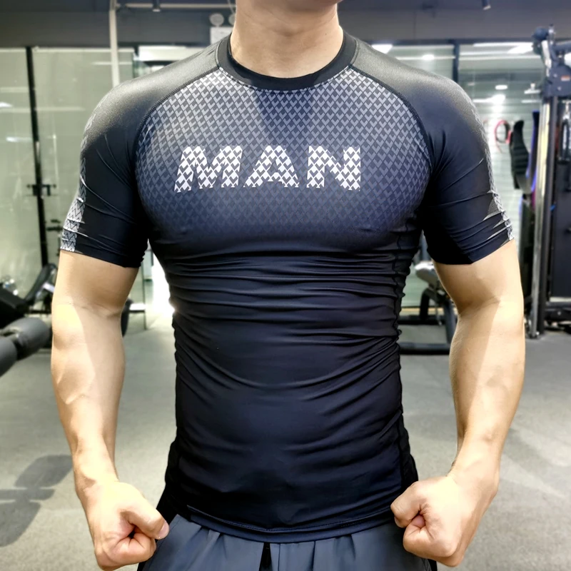 

Men Compression T-shirt Male Sporting Skinny Tee Shirt Homme Gyms Running Tight Sweatshirts Fitness Sports Rashguard Plus Size