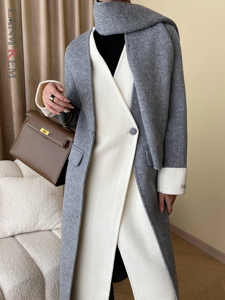 LANMREM Irregular Wool Coat Women Patchwork Mid Length Stitching Coats With Scarf Female Fashion Clothes 2023 Winter New 2DA2314
LANMREM Irregular Wool Coat Women Patchwork Mid Length Stitching Coats With Scarf Female Fashion Clothes 2023 Winter New 2DA2314