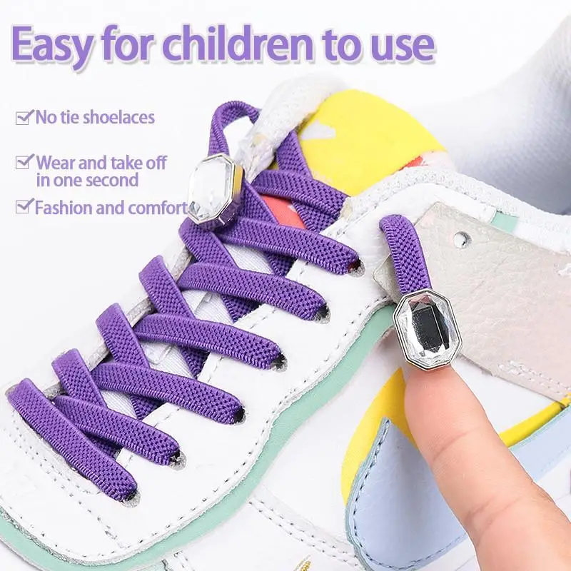 Colorful rhinestone Shoe laces without ties Fashion Diamond No Tie Shoelaces Elastic Laces Sneakers Kids Adult Flat Shoelace
Colorful rhinestone Shoe laces without ties Fashion Diamond No Tie Shoelaces Elastic Laces Sneakers Kids Adult Flat Shoelace