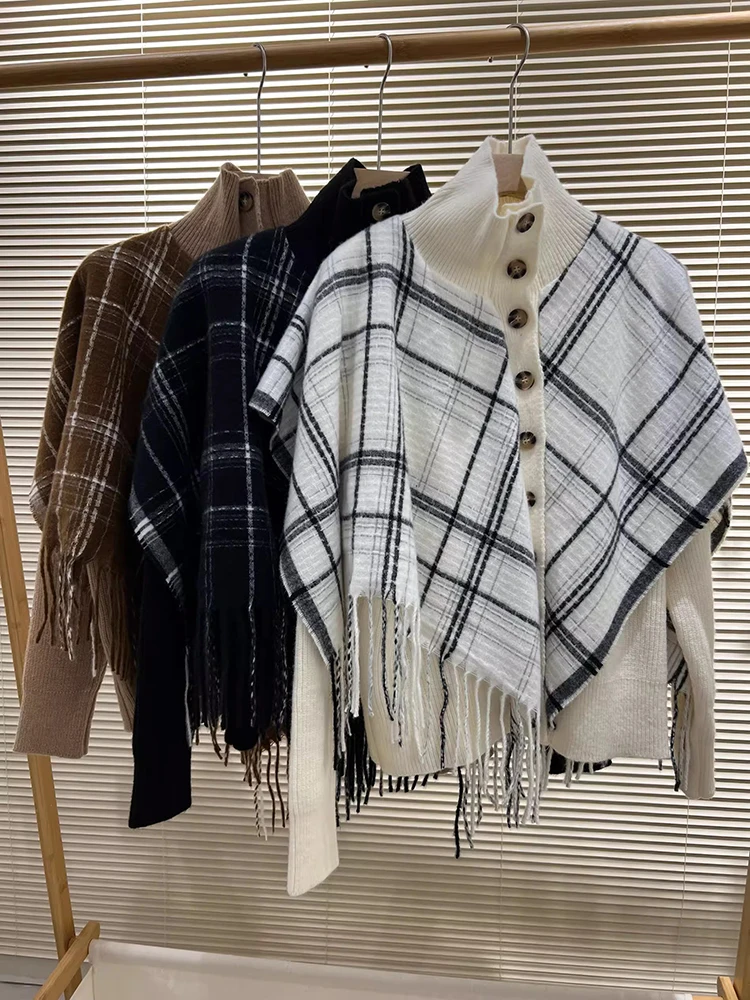 Vintage Fake Two Piece Argyle Cardigan Women Turtleneck Long Sleeve Tassels Knitted Women's Sweater Coat Autumn Winter Jacket
Vintage Fake Two Piece Argyle Cardigan Women Turtleneck Long Sleeve Tassels Knitted Women's Sweater Coat Autumn Winter Jacket