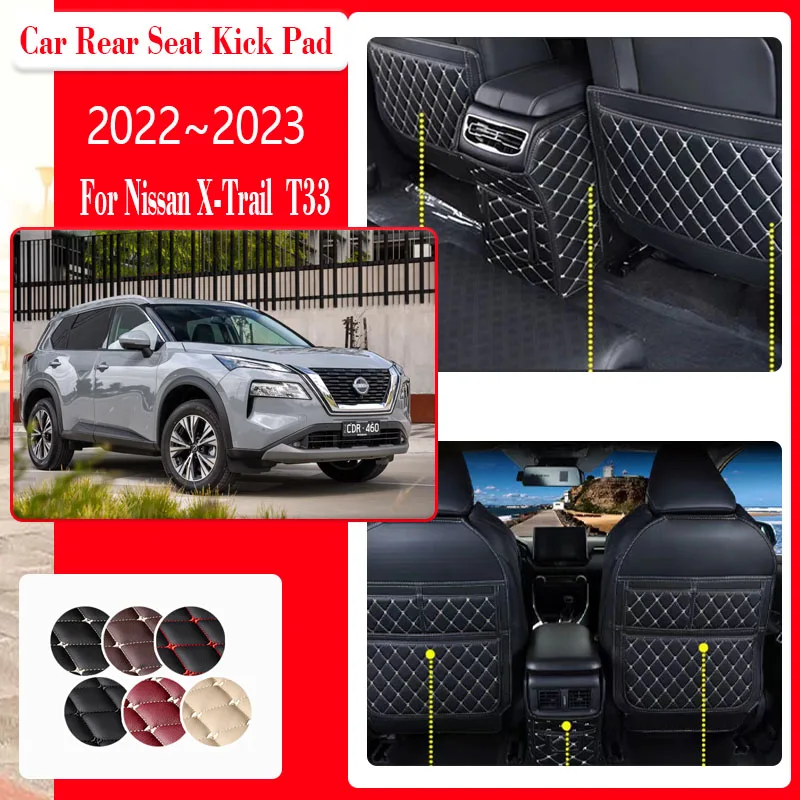 

Car Seat Kick Mat For Nissan X-Trail Rogue T33 2022~2025 Anti-dirty Armrest Back Seat Pad Storage Pocket Carpet Auto Accessories