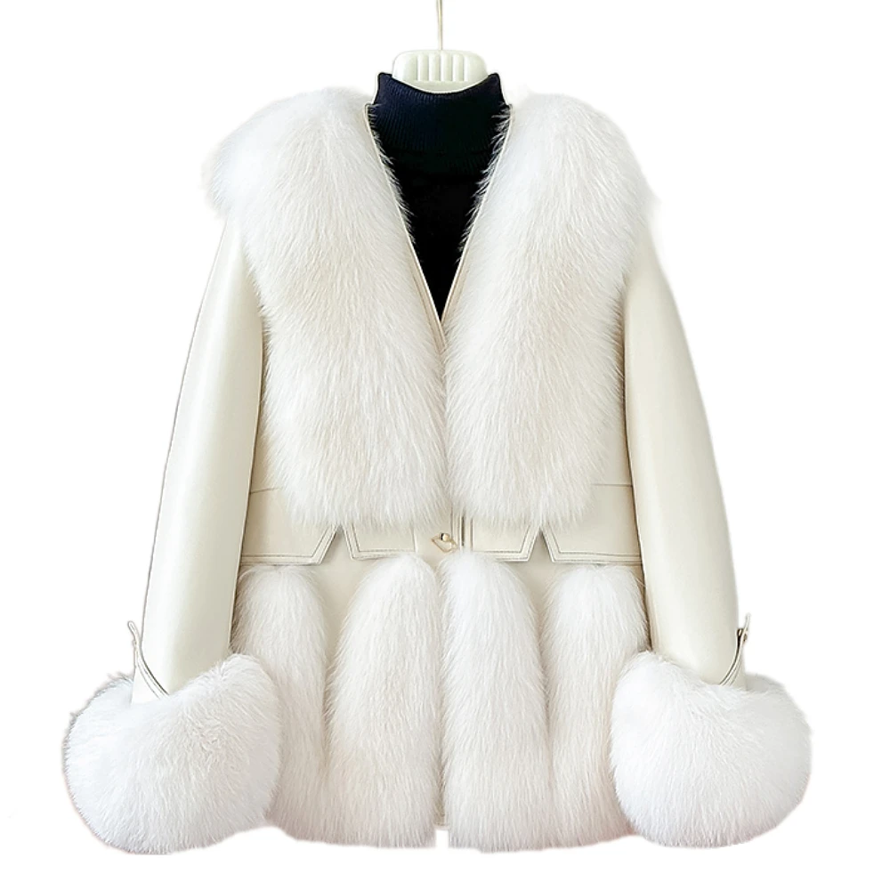 

Fall/Winter 2023 Haining New Fox Fur Fur Coat Women's Mid-Length Fur Integrated Goose down Liner Young