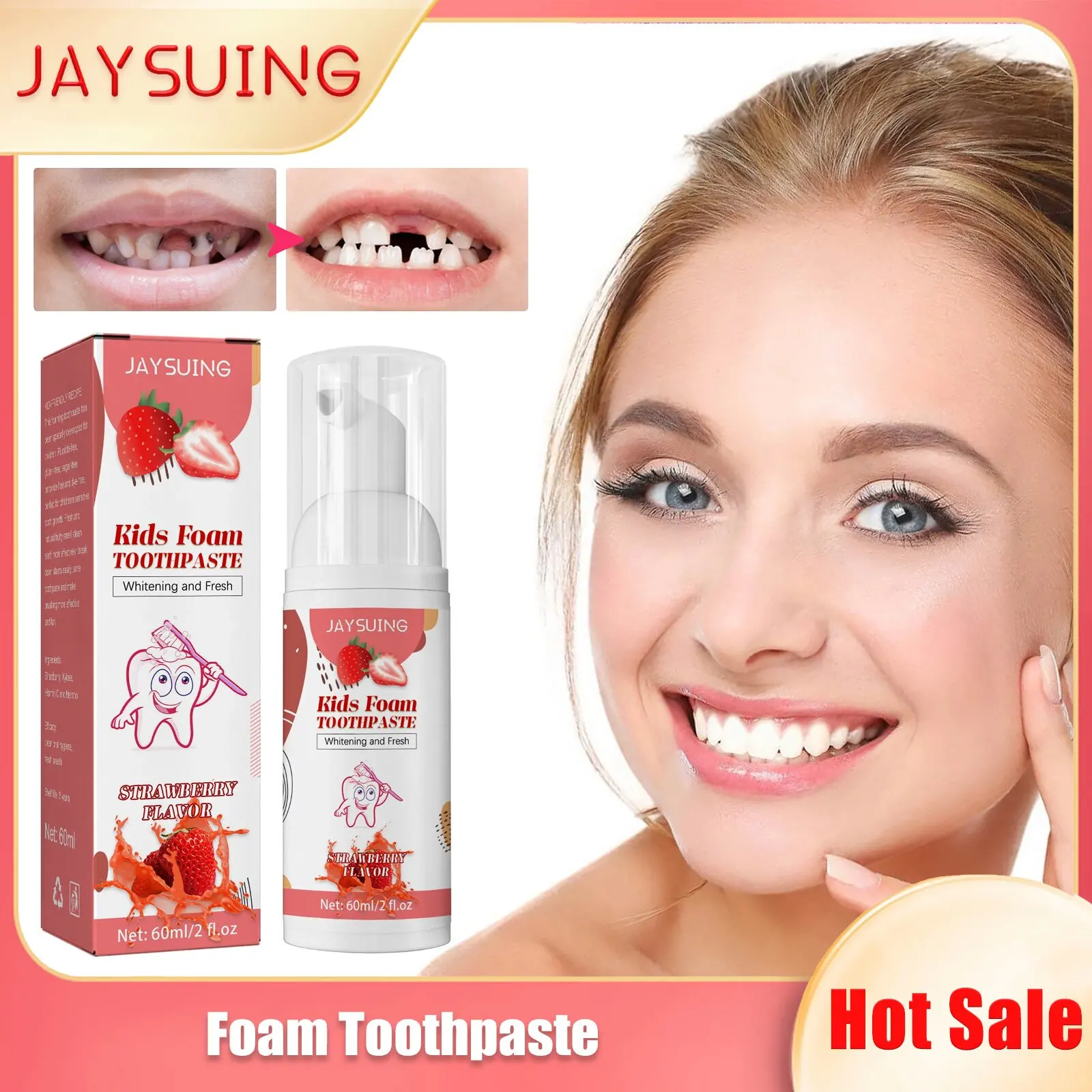 

Kids Foam Toothpaste Remove Stain Oral Cleaning Fresh Breath Prevent Broken Teeth Fruit Flavor Teeth Whitening Mousse Toothpaste