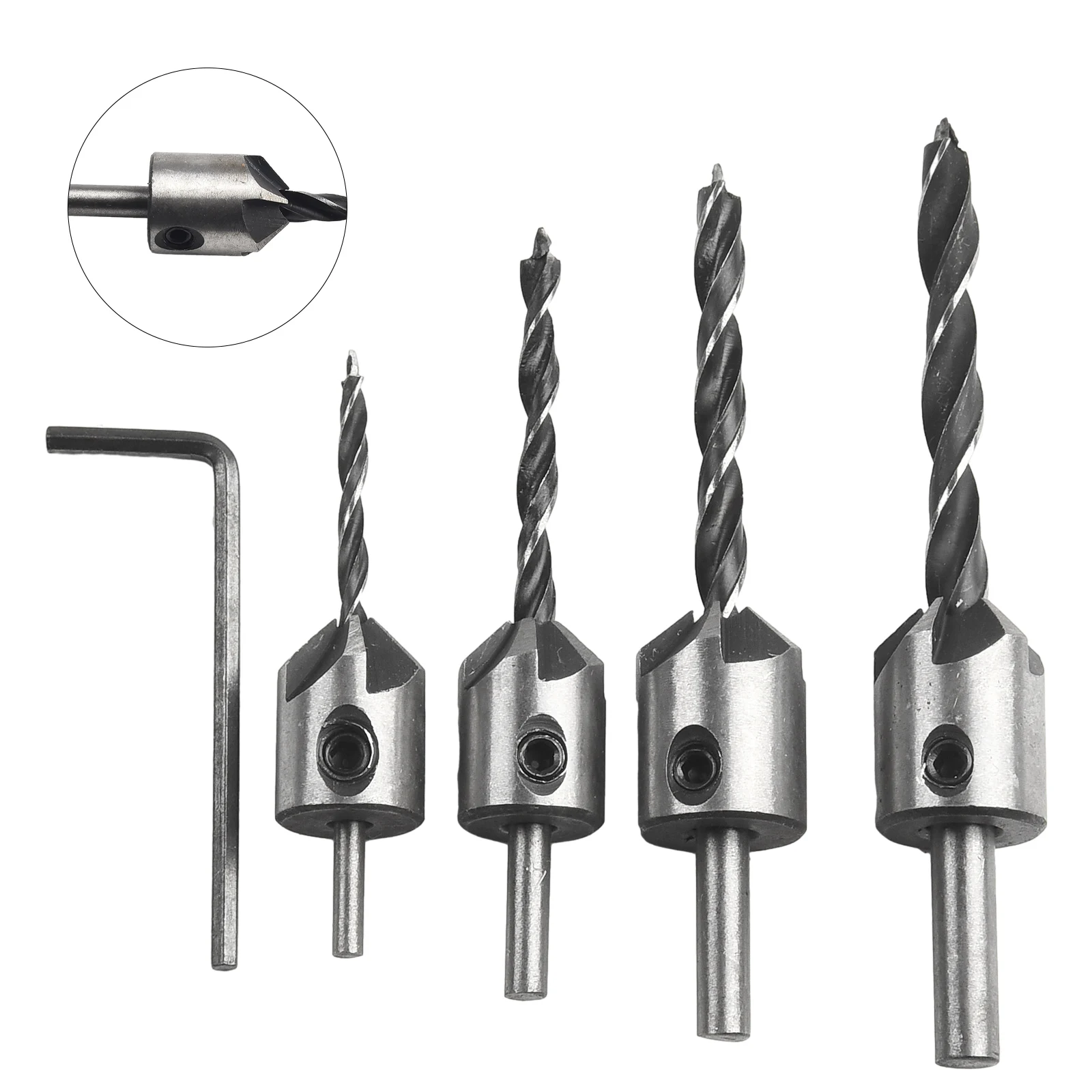 3-6mm HSS Countersink Drill Bit Set Woodworking Chamfer Drill Counterbore Pliot Hole Cutter Screw Hole Drill With Wrench Tool
3-6mm HSS Countersink Drill Bit Set Woodworking Chamfer Drill Counterbore Pliot Hole Cutter Screw Hole Drill With Wrench Tool