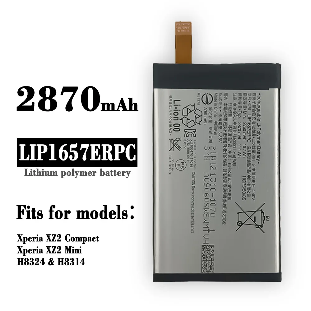 Аккумулятор для телефона Sony Xperia XZ2 Compact XZ2 Mini H8324 H8314, 2870 мАч
Аккумулятор для телефона Sony Xperia XZ2 Compact XZ2 Mini H8324 H8314, 2870 мАч