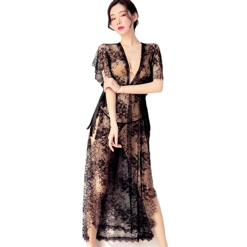 Sexy Long Dress Robe Ladies Gowns Deep V Lace Lingerie Sexy nightdress Robe women's Sleepwear Nightgown Nightrobe Long
Sexy Long Dress Robe Ladies Gowns Deep V Lace Lingerie Sexy nightdress Robe women's Sleepwear Nightgown Nightrobe Long