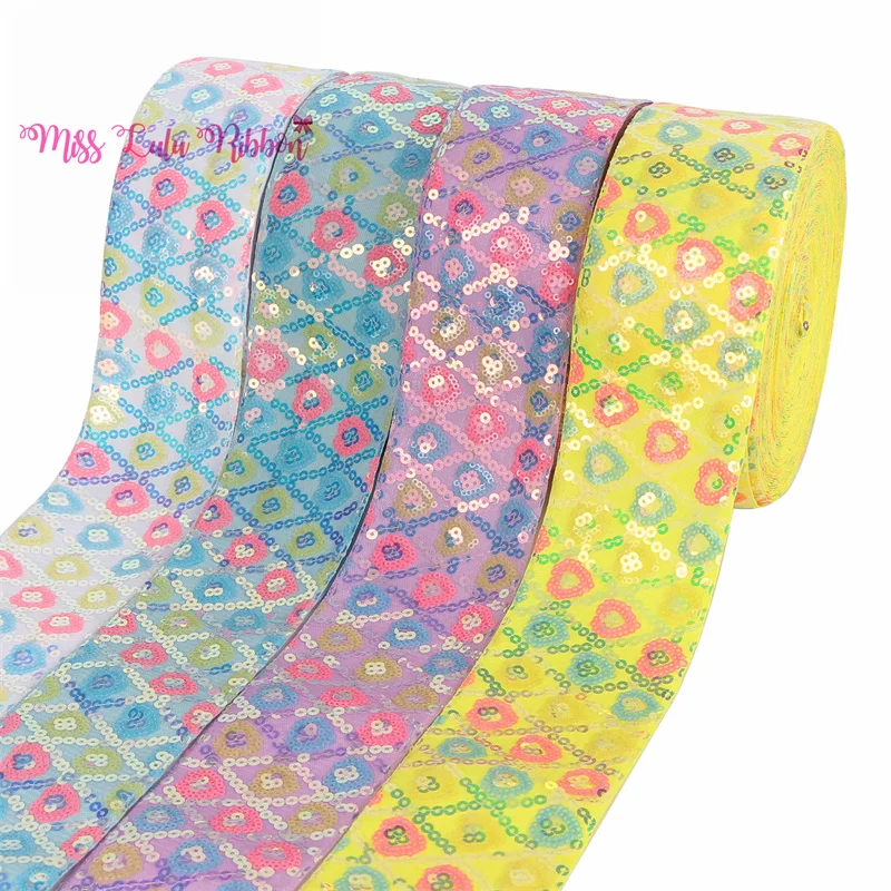 3"75mm Heart Tull Sequin Ribbon Rainbow DIY Wedding Party Gift Bowknots Making 25yards/roll Yellow
3"75mm Heart Tull Sequin Ribbon Rainbow DIY Wedding Party Gift Bowknots Making 25yards/roll Yellow
