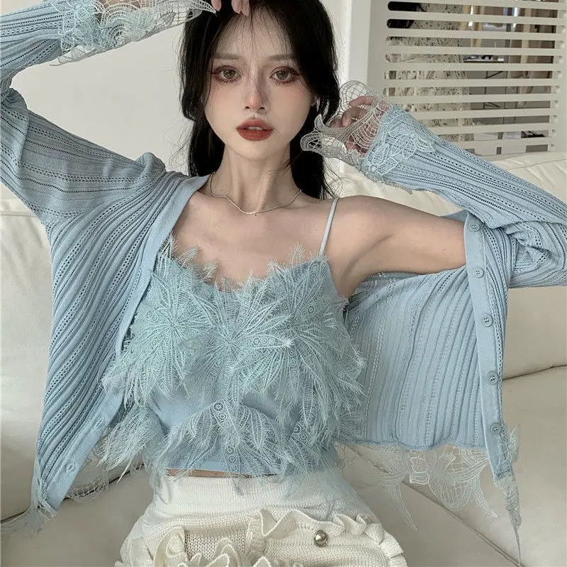 Women's Sexy Camisole Suspender Vest Feathers Lingerie Top Harajuku Gothic Lace Crop Top Camisoles For Women Tanks Camis T-shirt
Women's Sexy Camisole Suspender Vest Feathers Lingerie Top Harajuku Gothic Lace Crop Top Camisoles For Women Tanks Camis T-shirt