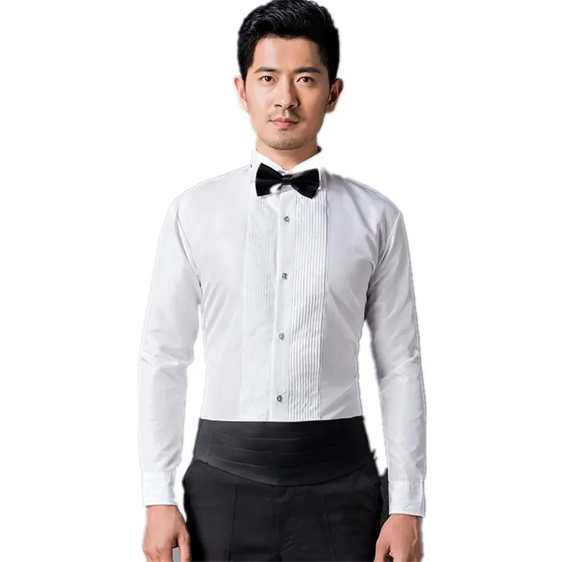 

High Quality Cotton Groom Shirts Man Shirt Long Sleeve White Shirt Accessories 01