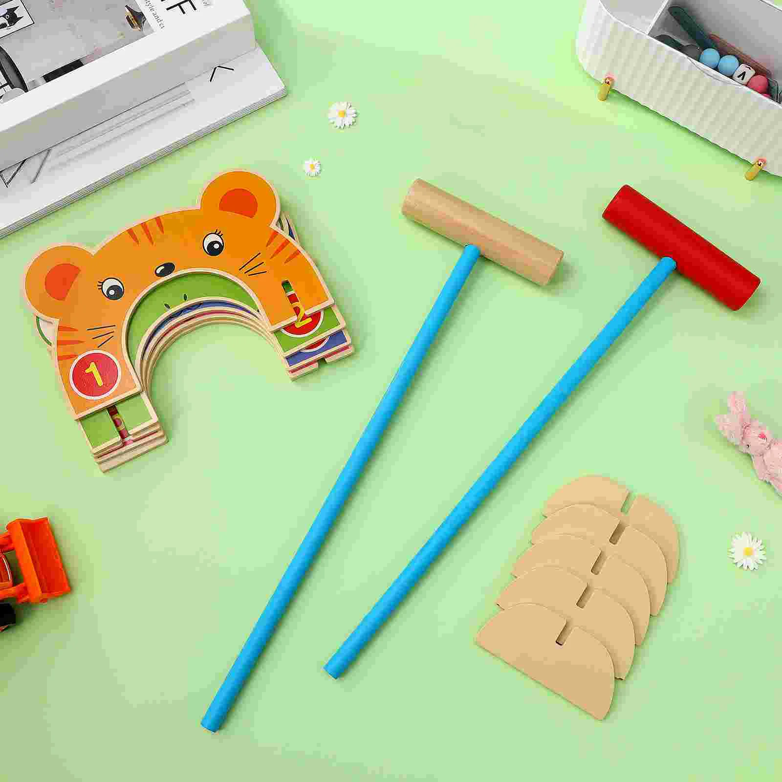 

Croquet Gateball Outside Kids Children's Toys Infant Game Set for Kid Animal Lawn Games Wooden Child Audlt