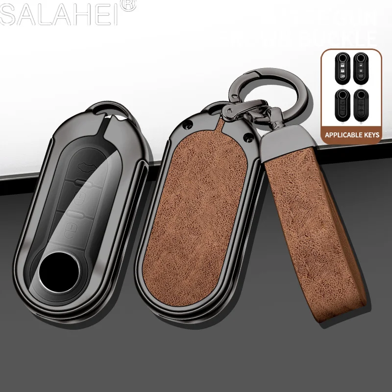 

Zinc Alloy Car Key Cover Case Protector Holder Shell Fob For Fiat Ducato 500 500L Panda Grande Punto Lancia Musa Bravo Accessory