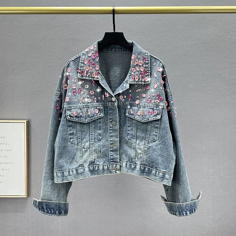 2023 New Spring Autumn Denim Jacket Women Heavy Industry Jeans Coat Long Sleeve Tops Casual Outerwear Female Jackets Streetwear
2023 New Spring Autumn Denim Jacket Women Heavy Industry Jeans Coat Long Sleeve Tops Casual Outerwear Female Jackets Streetwear