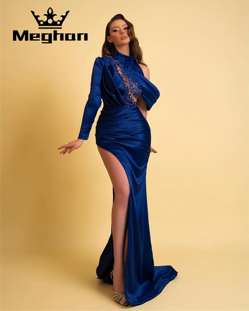 Navy Blue High Neck Evening Dress Princess Beaded Crystal Long Prom Dresses Side Slit Birthday Party Gown Robe De Bal
Navy Blue High Neck Evening Dress Princess Beaded Crystal Long Prom Dresses Side Slit Birthday Party Gown Robe De Bal