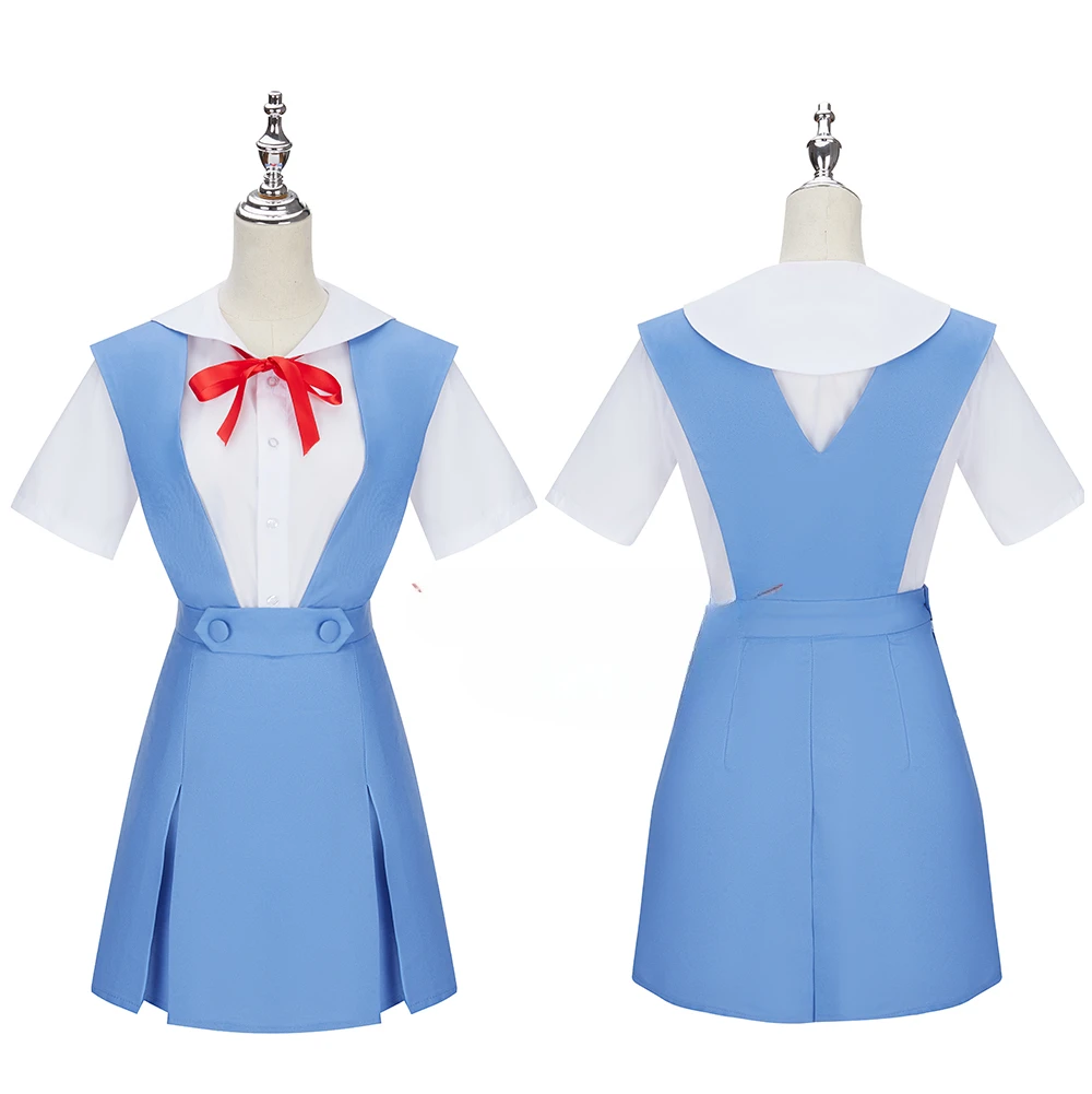 

In Stock Anime Girls Summer Dress Asuka Ayanami Rei Soryu Tokyo Cosplay Costume Women Lolita Dress JK Uniform Skirt Halloween