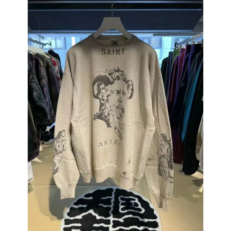 2023ss Washed Saint Michael Sweatshirts Men Women1:1 Portrait Graffiti Print oversized Retro vintage Damaged Hooded Pullover
2023ss Washed Saint Michael Sweatshirts Men Women1:1 Portrait Graffiti Print oversized Retro vintage Damaged Hooded Pullover