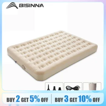 BISINNA 공기 주입식 수면 매트리스, 야외 휴대용 접이식 캠핑 침대 매트, 펌프 내장, 두꺼운 글램핑 매트 상품 이미지