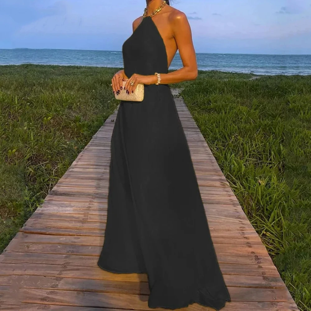 Simple Satin High Neck A-Line Evening Dresses Pleated Sleeveless Elegant Blackless 2024 New Black Dress Custom Vestido De Fiesta
Simple Satin High Neck A-Line Evening Dresses Pleated Sleeveless Elegant Blackless 2024 New Black Dress Custom Vestido De Fiesta