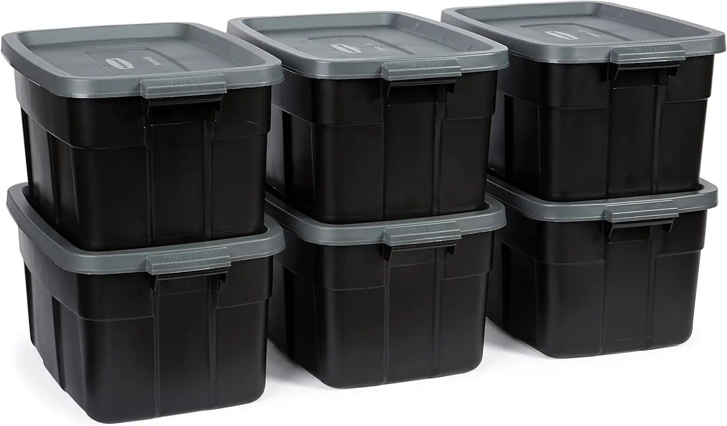 Rubbermaid Roughneck Tote, 14 Gallon Stackable Storage Container with Stay Tight Lid and Easy Carry Handles, Black and Cool Gray
Rubbermaid Roughneck Tote, 14 Gallon Stackable Storage Container with Stay Tight Lid and Easy Carry Handles, Black and Cool Gray