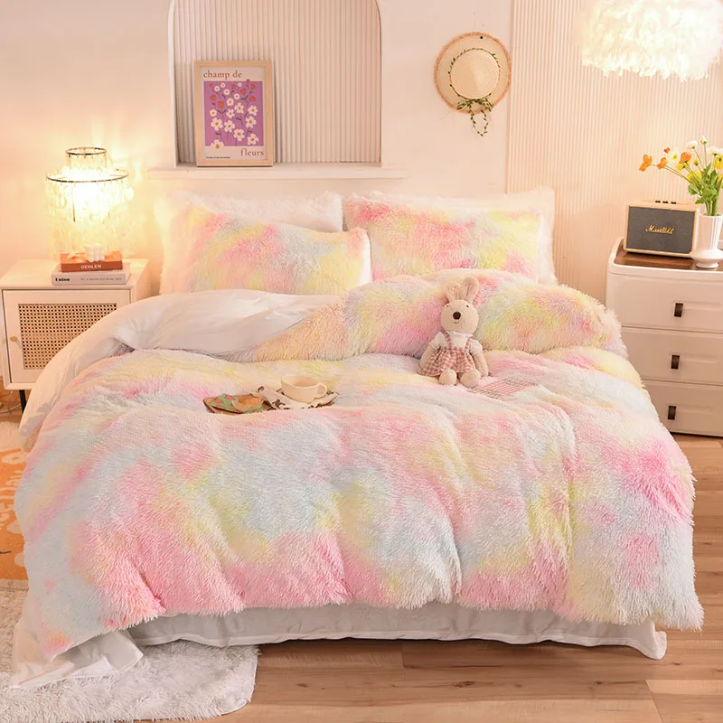 3Pcs Super Shaggy Coral Fleece Warm Cozy Princess Bedding Set Mink Velvet Duvet Cover Set Bed Comforter Cover Blanket Pillowcase 12 S6ee15afeef8e429692db3d5604ea3307H