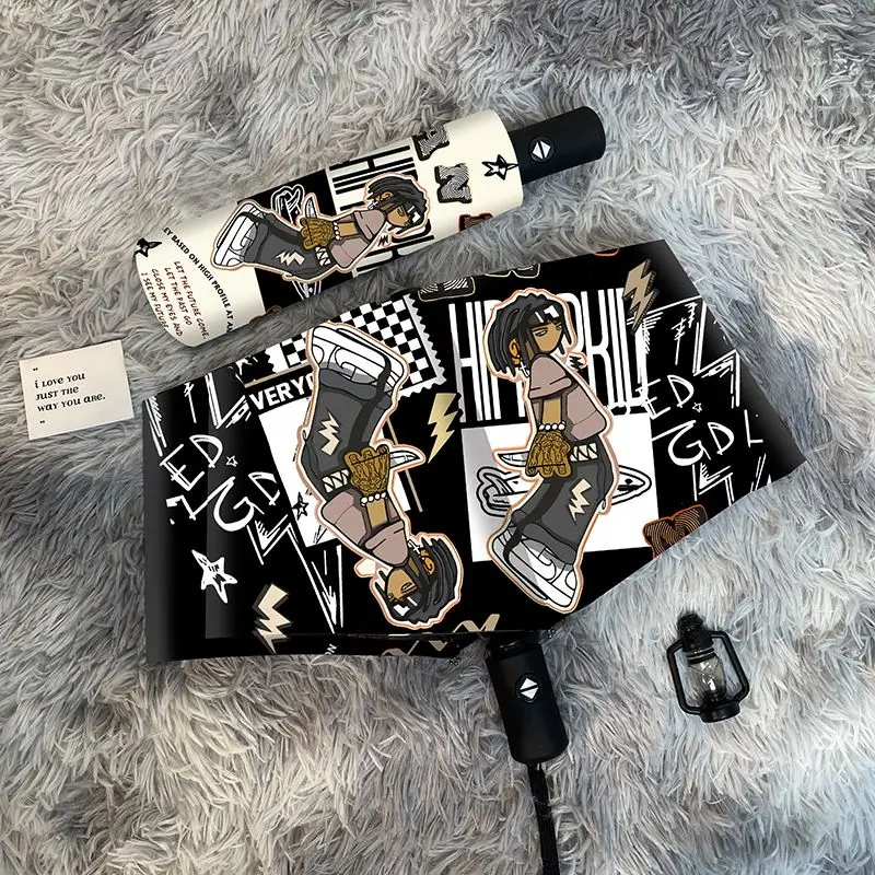 Personalized Hip Hop Style Automatic Umbrella Men's Folding Rain Dual-Use Women's Vinyl Sun Umbrella UV Protection Sun Umbrella
Personalized Hip Hop Style Automatic Umbrella Men's Folding Rain Dual-Use Women's Vinyl Sun Umbrella UV Protection Sun Umbrella