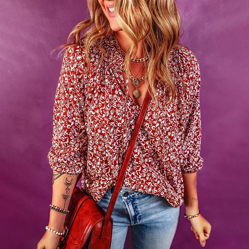 2024 New Women's Floral V-neck Chiffon Shirt Leisure Loose Women's Tops Long Sleeve Printed T Shirts Sweet Clothes NASY0005
2024 New Women's Floral V-neck Chiffon Shirt Leisure Loose Women's Tops Long Sleeve Printed T Shirts Sweet Clothes NASY0005
