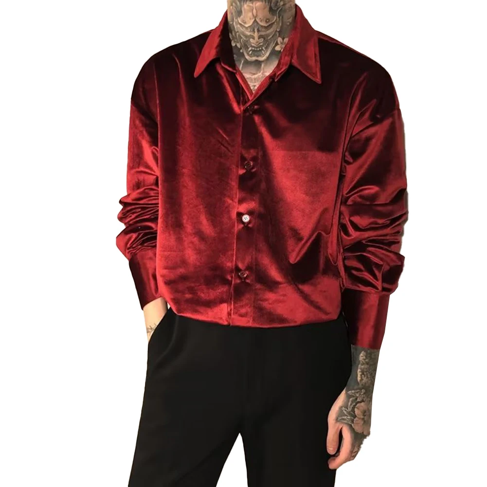 Fashion 70s Retro Velvet Men's Shirts And Blouses Long Sleeve Solid Color Single Breasted Party Tops Shirt Man Clothing
Fashion 70s Retro Velvet Men's Shirts And Blouses Long Sleeve Solid Color Single Breasted Party Tops Shirt Man Clothing