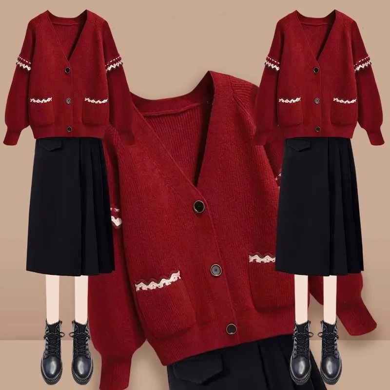 Fashionable Design Sense Solid V-Neck Knitted Cardigan Sweater Women's 2023 Spring Autumn New Slim Half Skirt Two Piece Suit
Fashionable Design Sense Solid V-Neck Knitted Cardigan Sweater Women's 2023 Spring Autumn New Slim Half Skirt Two Piece Suit
