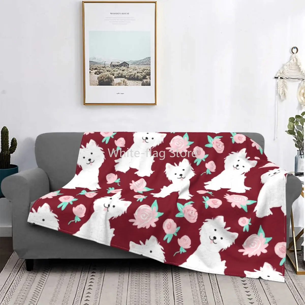 Sofa Fleece Westie Dogs And Rose Flowers Throw Blanket Flannel West Highland White Terrier Puppy Blankets for Bed Car Couch
Sofa Fleece Westie Dogs And Rose Flowers Throw Blanket Flannel West Highland White Terrier Puppy Blankets for Bed Car Couch
