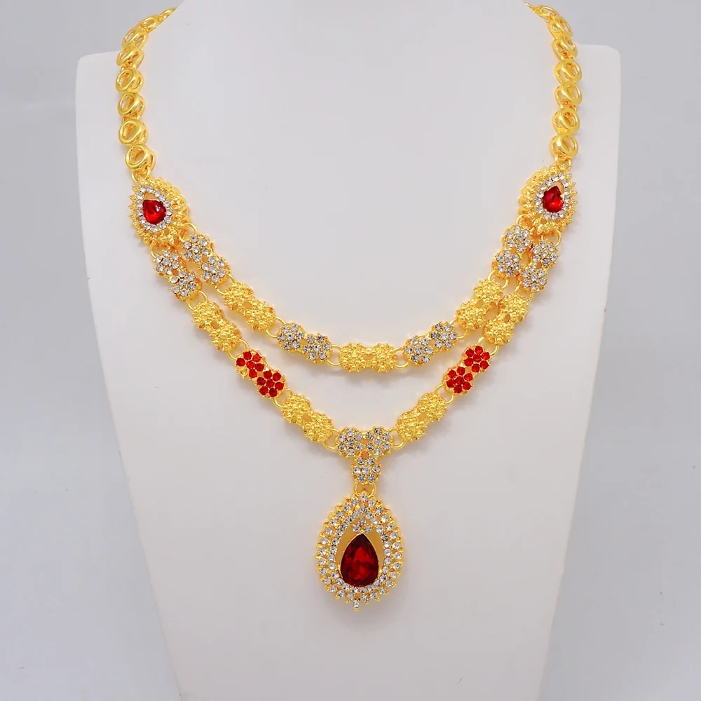 Luxury Gold Color Double Layered Necklace Jewelry Sets For Women African Water Drop Crystal Jewellery Indian Set Gifts 2 Mallzona S6ee8df3d518f4b14a4b05a83f46c2bfeV Luxury Gold Color Double Layered Necklace Jewelry Sets For Women African Water Drop Crystal Jewellery Indian Set Gifts Mallzona