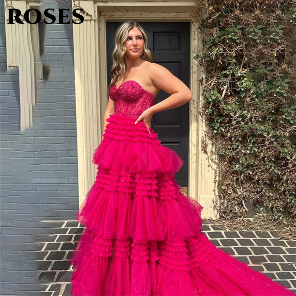 ROSESSparkly Fuchsia Prom Dress Tiered Corset Celebrity Dresses Women's Evening Dress Lace Tulle Long Layer Formal Gown 프롬 드레스
ROSESSparkly Fuchsia Prom Dress Tiered Corset Celebrity Dresses Women's Evening Dress Lace Tulle Long Layer Formal Gown 프롬 드레스