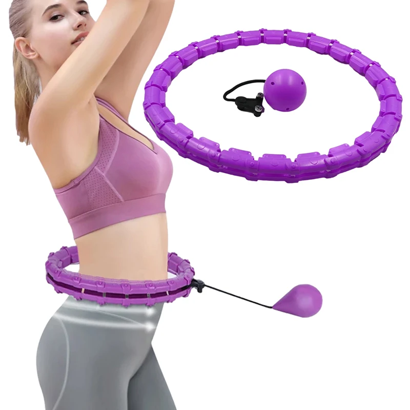 

Smart Fitness Hoop for Adults Exercising Adjustable Length 2 in 1 Abdomen Weight Loss 24 Detachable Knots Auto-Spinning Ball