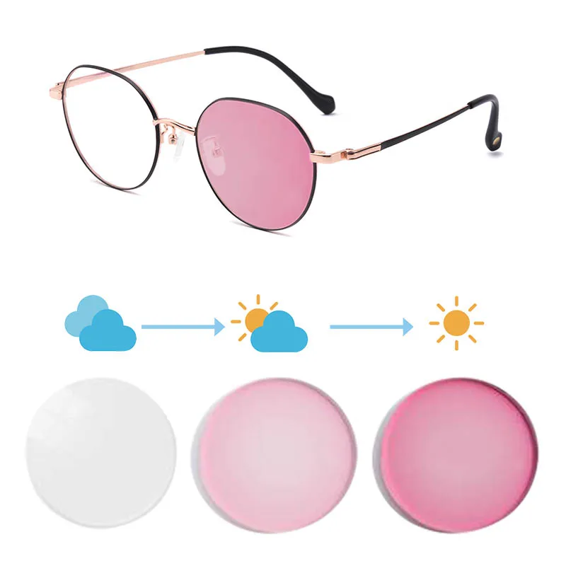 

SHINU Prescription glasses women titanium glasses frame photochromic lenses change 5 color in the sunlight women's grade glasses