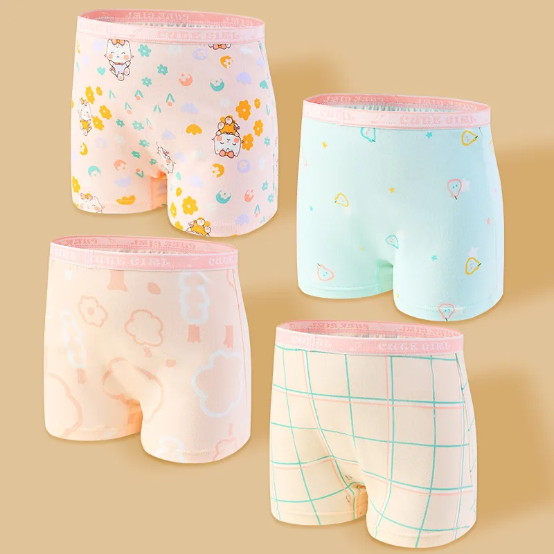 

New arrived Girls Underwear Free Shipping Fashion Kids cotton character baby children panties short boxer 4pc 2-12year M-3XL