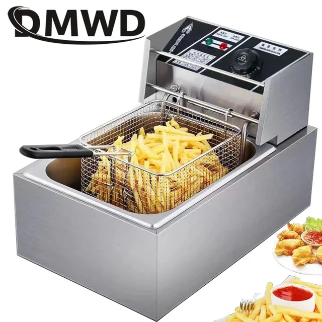 DMWD-Friteuse électrique commerciale en acier inoxydable, poêle à frites domestique, machine exécutive, 6L, UE 1