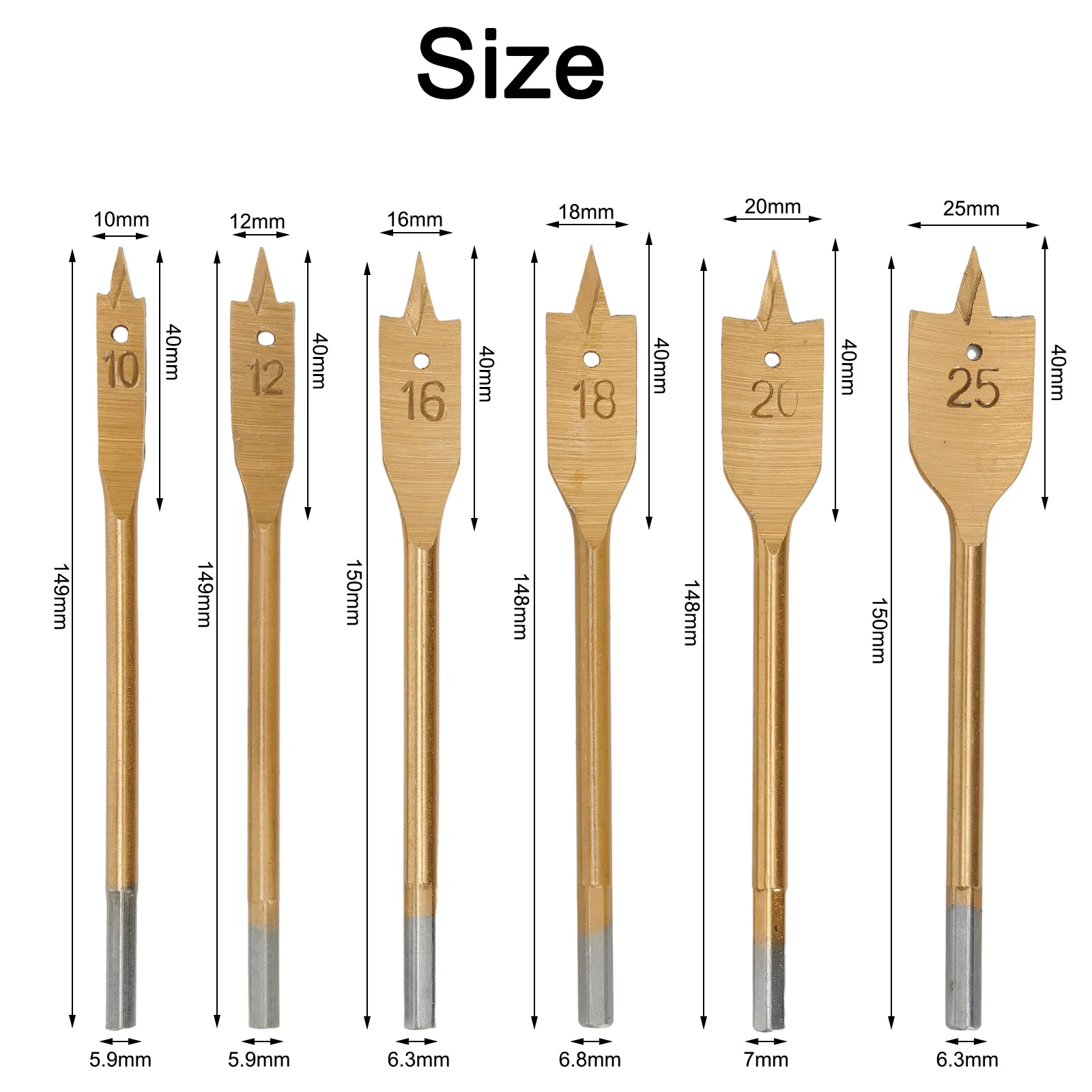 6PCS Spade Flat Wood Drill Bit Woodworking Hex Shank Metric Hole Saw 10-25mm Home DIY Power Tool Replacement Accessories
6PCS Spade Flat Wood Drill Bit Woodworking Hex Shank Metric Hole Saw 10-25mm Home DIY Power Tool Replacement Accessories