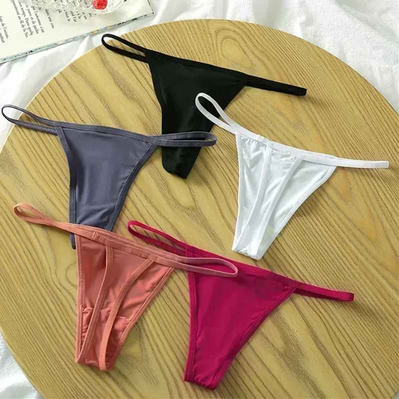 

Color Women Sexy Underpants Cotton Pantys Low Crotch T-back Waist Panties Female Solid Lingerie Thong Intimate G-String
