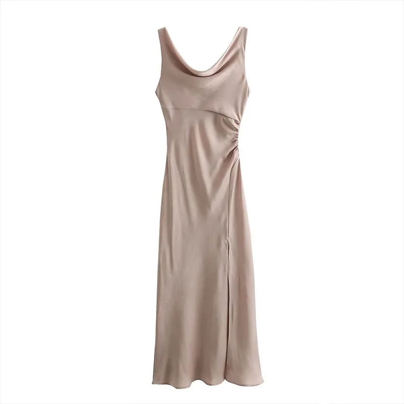 Autumn Women's Pleated Decorative Lingerie Style Dress 2023 New Casual Slim Sexy Elegant Split Long Chic Evening Dress
Autumn Women's Pleated Decorative Lingerie Style Dress 2023 New Casual Slim Sexy Elegant Split Long Chic Evening Dress