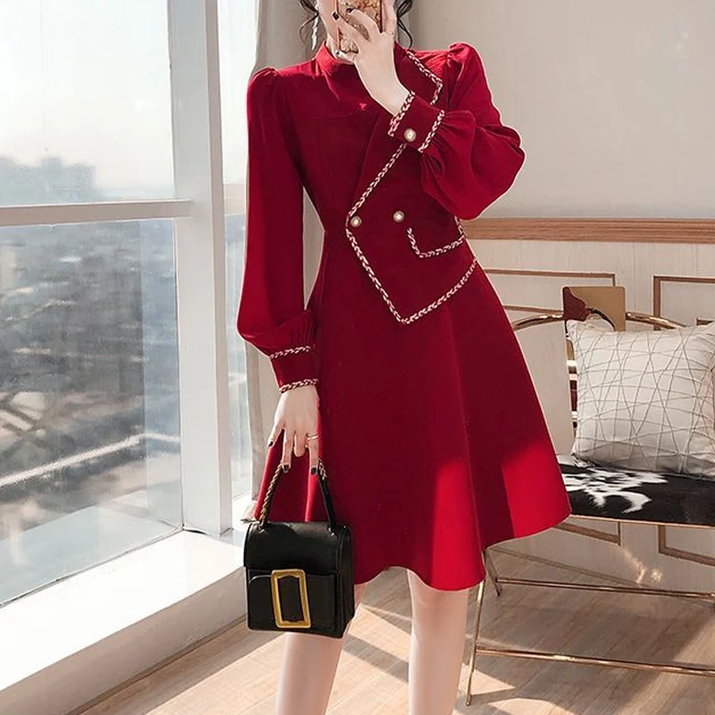 Autumn Winter New Solid Color Fashion Long Sleeve Midi Dress Women High Street Round Neck Patchwork All-match Elegant Dresses
Autumn Winter New Solid Color Fashion Long Sleeve Midi Dress Women High Street Round Neck Patchwork All-match Elegant Dresses
