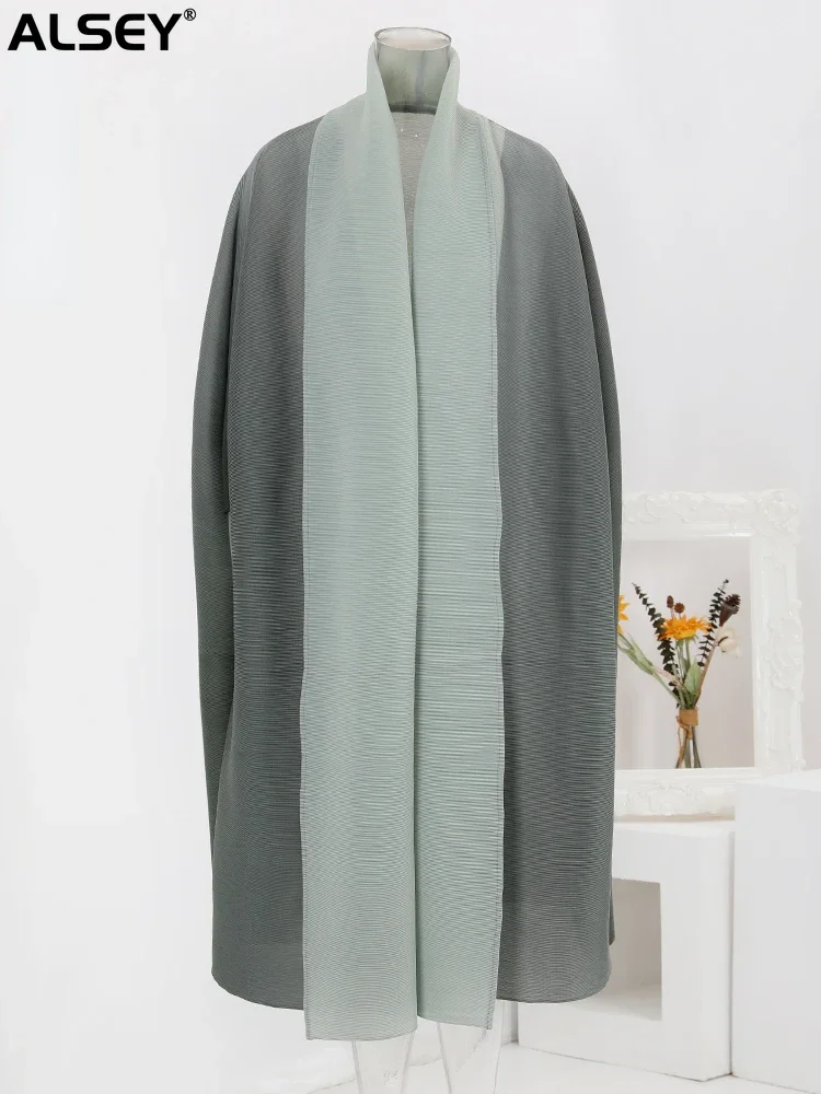 ALSEY Miyake Gradient Pleated Trench Coat for Women Autumn New Color Block Loose Long Length Female Elegant Windbreaker Jacket
ALSEY Miyake Gradient Pleated Trench Coat for Women Autumn New Color Block Loose Long Length Female Elegant Windbreaker Jacket