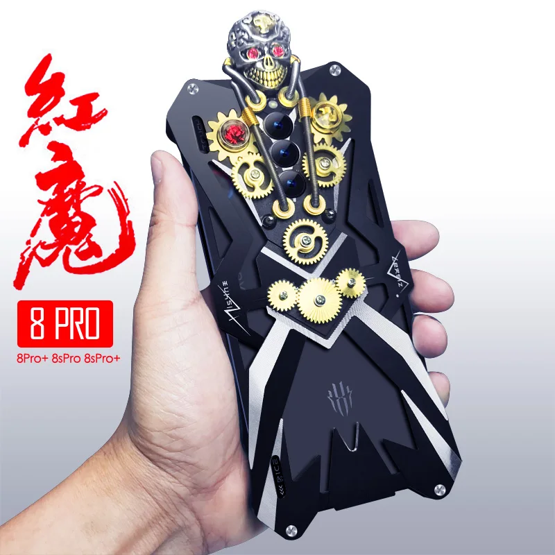 

Original Luxury Armor Metal Aluminum Phone Case For Zte Red Magic 8 9 Pro Plus Cover Mechanical Purely Handmade Skull Shell