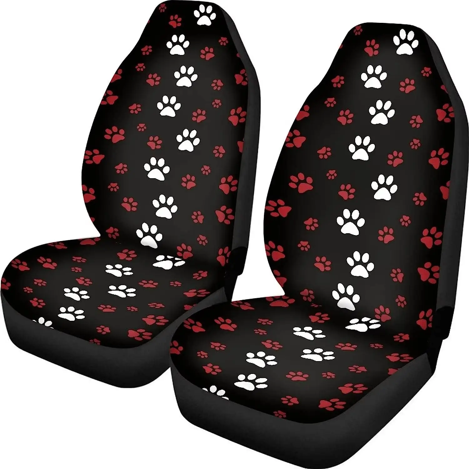 

Red White Dog Paw Print Front Seat Covers for CarSedanTruckSUV2 Piece Front Bucket Seat Covers Universal