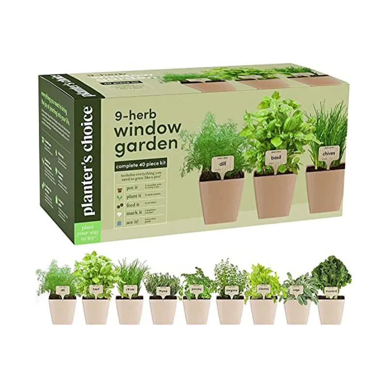 

9 Herb Indoor Window Garden Kit -Best Unique Gift Ideas for Women, Mom, Friend, Her, Birthday, Housewarming, Mother