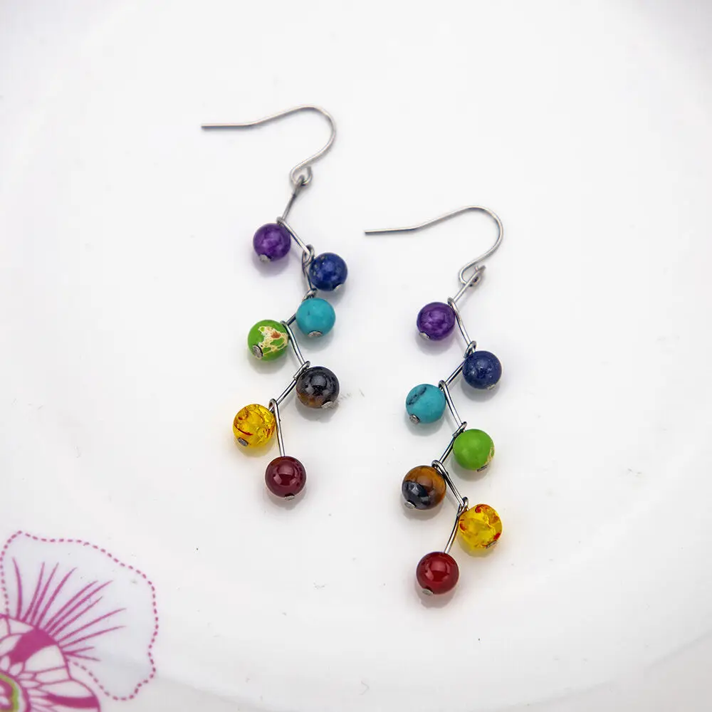 Natural 6mm Stone Rainbow 7 Chakra steel Earrings Yoga Reiki Healing Stone 20pai
Natural 6mm Stone Rainbow 7 Chakra steel Earrings Yoga Reiki Healing Stone 20pai