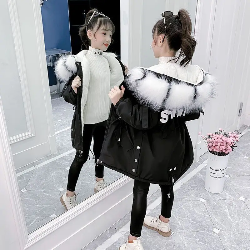 Winter Girls Jacket Parka Faux Fur Collar Outerwear Cotton-padded Coat 4 To 14 Years Kid Plus Velvet Thicken Teenage Outfit 2023
Winter Girls Jacket Parka Faux Fur Collar Outerwear Cotton-padded Coat 4 To 14 Years Kid Plus Velvet Thicken Teenage Outfit 2023