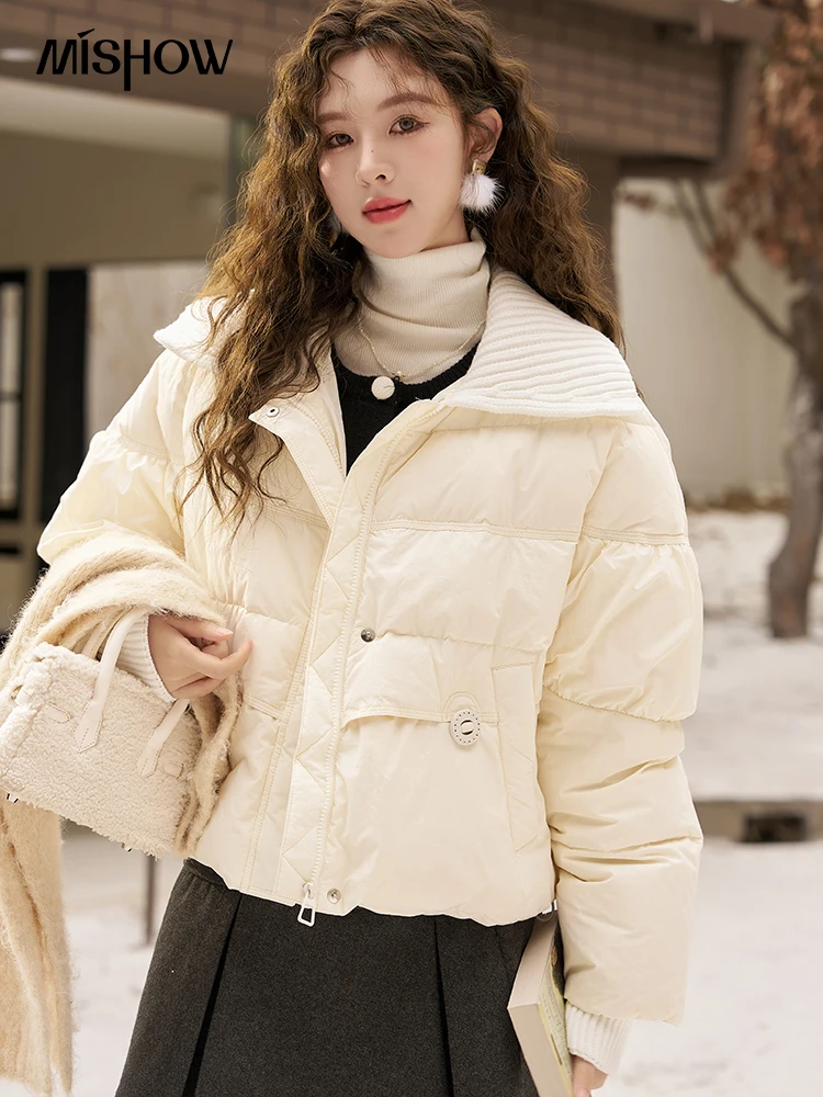 

MISHOW пуховик женская зимняя мода короткий ветрозащитный 90% белый утиный пух пальто корейский стиль новая верхняя одежда женская MXC58Y0034