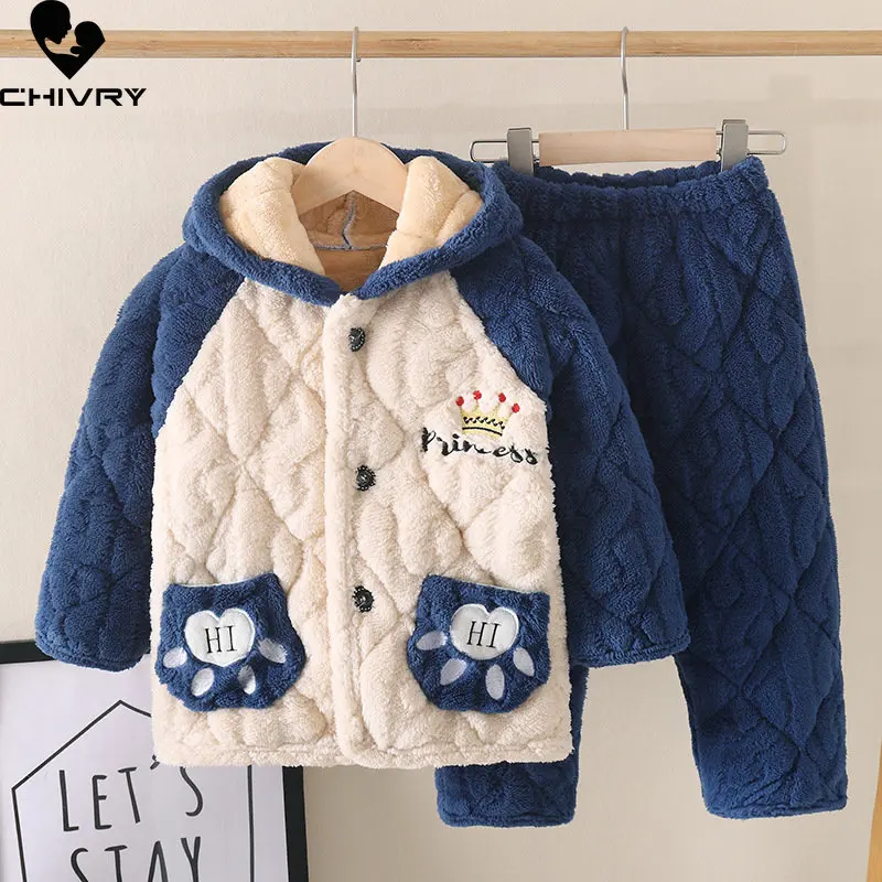 New Winter Kids Flannel Pajamas Cartoon Hooded Thicken Cotton-Padded Tops with Pants Boys Girls Sleepwear Pyjamas Sets Homewear
New Winter Kids Flannel Pajamas Cartoon Hooded Thicken Cotton-Padded Tops with Pants Boys Girls Sleepwear Pyjamas Sets Homewear