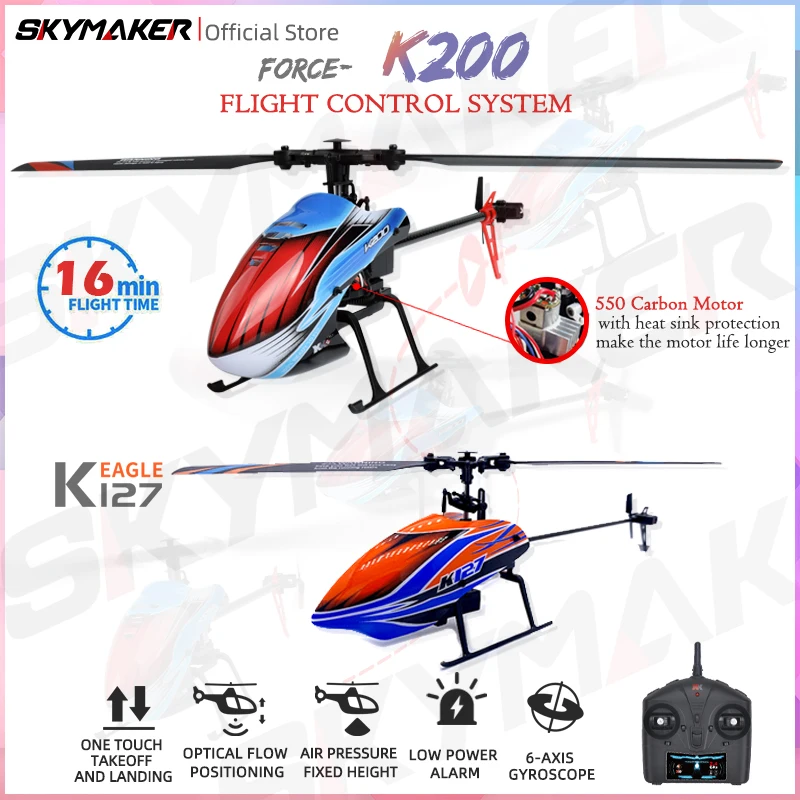 

WLtoys RC Helicopters k200 K127 2.4Ghz 4CH 6-Aixs Gyroscope Fixed Height Single Blade Propellor Gyro Mini RC Toys For Kids Gift