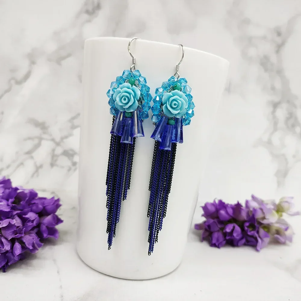 S925 Silver Ear Hook Bohemian Vacation Earrings Long Tassel Handmade Earrings for Woman
S925 Silver Ear Hook Bohemian Vacation Earrings Long Tassel Handmade Earrings for Woman