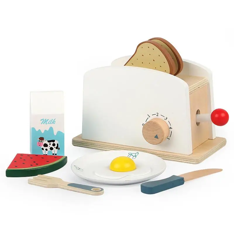 

Wooden Kids Pretend Play Sets Simulation Toasters Bread Mixer Kitchen Role Toy Maker Machine Blender Baking Kit Game